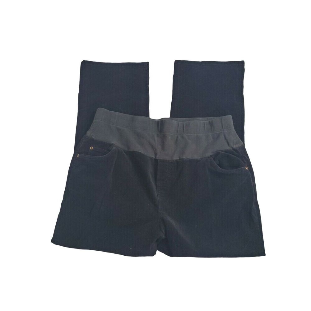 MiMi Maternity Pants Size L‎ Womens Black Corduroy Straight Leg Bottoms